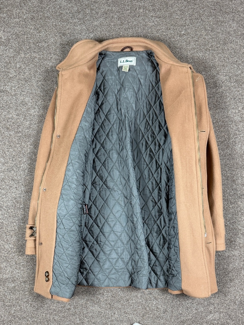 Vintage LL Bean Camel Tan Wool Chore Field Barn Jacket Men’s XL Quilt Lined 90s - Picture 3 of 7